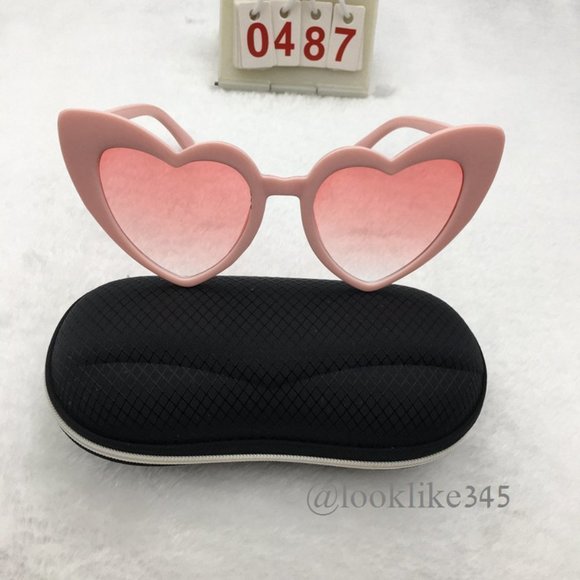 Pink Heart-shaped Retro Vintage Sunglasses - Picture 4 of 4